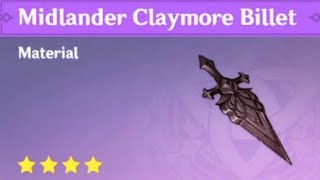 HOW TO GET FREE MIDLANDER CLAYMORE BILLET Genshin Impact [upl. by Dunkin]