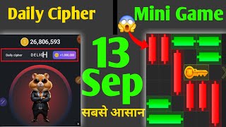 13 september daily cipher code  daily combo card amp daily mini game solve  hamster kombat today [upl. by Largent]