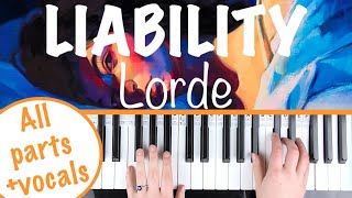 How to play LIABILITY  Lorde  Piano Part Tutorial Accompaniment with Singing [upl. by Benenson439]