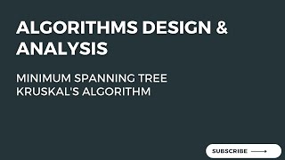 133 Kruskals Algorithm To Compute Minimum Spanning Tree 33 [upl. by Okram220]