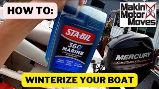 HOW TO  Winterize A 4Stroke Outboard Engine  Mercury DIY Boat Winterization [upl. by Larrisa698]