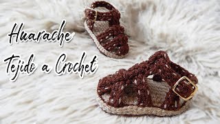 Huarache TEJIDO A CROCHET sandalias para bebe PASO A PASO [upl. by Adanar]