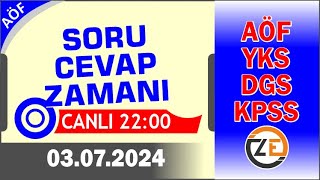 AÖF 03 07 2024 Canlı  Soru Cevap Zamanı  Açıköğretim DGS KPSS YKS [upl. by Eiknarf]