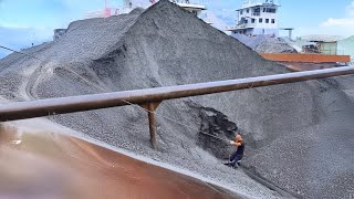 Barge unloading  Vlog of work on barge Nov 01  Relaxing video [upl. by Drof]