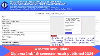 Wbsctve new update Diploma 2nd4th semester result published 2024 [upl. by Sallie]