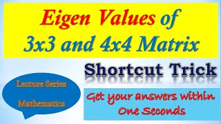 TRICK to find Eigen Values of 3x3 and 4x4 Matrix Example Eigenvalues 3x3matrix 4x4matrix [upl. by Maire979]