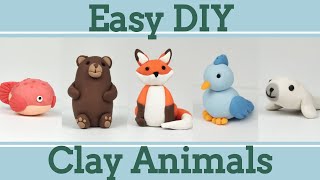 Easy Clay Animals for Beginners 4│5 in 1 Polymer Clay Tutorial [upl. by Mailliwnhoj]