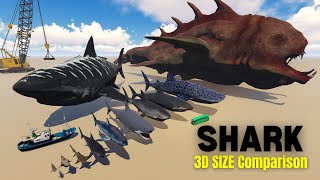 Shark SIZE Comparison  Sea Monster Size Comparison 2024  Megalodon Vs Bloop Vs El Gran Maja [upl. by Huttan]