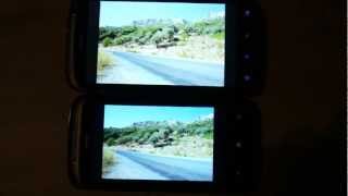 HTC Sensation vs HTC 7 Mozart  Screen comparision HQ [upl. by Mastrianni]