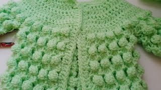 Pretty bobbles crochet baby cardigan Part 2 the body by Crochet Nuts Left Hand [upl. by Bernelle]