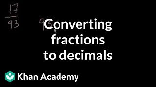 Converting fractions to decimals  Decimals  PreAlgebra  Khan Academy [upl. by Ulises334]