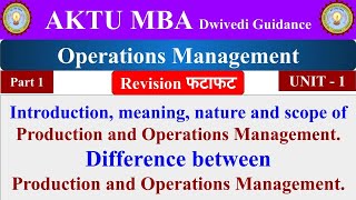 1 operations management operations management lecture operations management unit 1 aktu mba [upl. by Johnette]