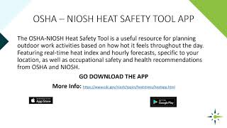 TOOLBOX TALK TUESDAY 7  NIOSH HEAT SAFETY TOOL APP [upl. by Milicent]