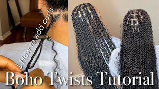 How To Do Boho Island Twists  How To Add Curls  What Braiding Hair To Use [upl. by Zurek]