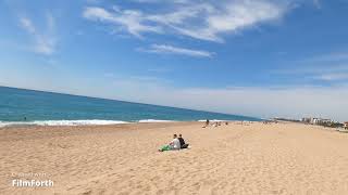 Malgrat De Mar beach walking tour 4k Costa Brava [upl. by Getraer251]