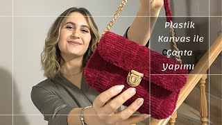 Plastik kanvas ile çanta yapımı • ÇEKİLİŞ • DIY bag tutorial with plastic canvas [upl. by Gerrald540]