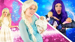 ELSA and MAL MOMS  ELSA has a DAUGHTER  MAL has BABIES  Disney Princess Moms  BFF Besties [upl. by Swor56]