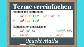 Terme vereinfachen und zusammenfassen  genial einfach amp schnell erklärt  ObachtMathe [upl. by Downe]