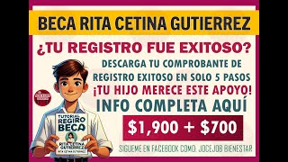 Beca Rita Cetina 2024 ¡Cómo descargar tu comprobante de registro exitoso [upl. by Einna]