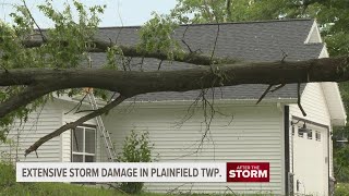 Extensive storm damage in Plainfield Township [upl. by Ahsats]