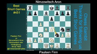 Paulsen Finn vs Nimzowitsch Aron Best Short Games 451 [upl. by Caitlin]