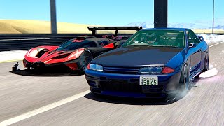 Bugatti Bolide GTR vs Nissan Skyline GTR 700000 HP at Special Stage Route X [upl. by Harvie652]