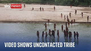 Peruvian Amazon Mashco Piro tribe filmed leaving rainforest [upl. by Ahsemaj733]