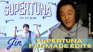 DJ REACTS to KPOP  BTS JIN SUPER TUNA FEAT BTS FANMADE VIDEOS [upl. by Eltrym]