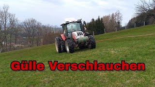 Gülle Verschlauchen in Österreich  Steyr Kompakt 375 [upl. by Greta]