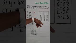 Which Equation Represents the Proportional Relationship Between X and Y Values shorts [upl. by Ribaudo195]