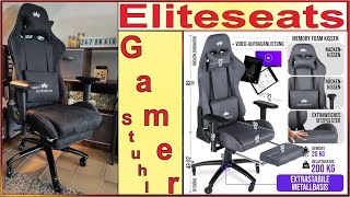 ELITESEATS Gaming Stuhl  Atmungsaktiv mit Fußstütze amp 4D Armlehnen  ergonomischer Gamer Stuhl Test [upl. by Susej]