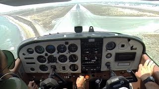 Windy C172 Landing 18kt gusting 25  Cockpit view GoPro  LCA Airport  ATC Comms [upl. by Nydroj809]