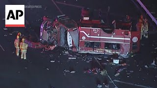 Crash involving a fire truck leaves 8 California firefighters injured [upl. by Awahsoj384]