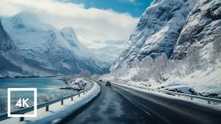 Relaxing 4K Snowy Drive in Norway  Geirangerfjord Driving Sounds for Sleep and Study ASMR [upl. by Soneson267]