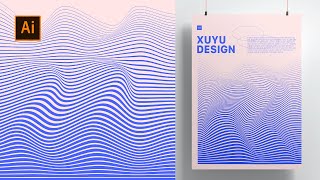 Lines Wave Style Poster Graphic Design Tutorial With Adobe Illustrator  Adobe Illustrator Tutorial [upl. by Mikah702]