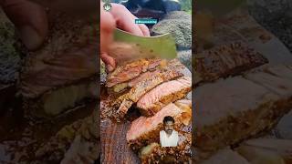 Brisket 🌶️🧀 grilledsteak food steak camping outdoorcooking wildcooking [upl. by Noscire]