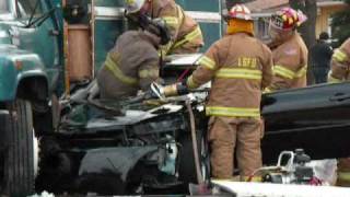 CAR VS TRUCK WITH EXTRICATION START TO FINISH LAKE STATION INDIANA [upl. by Baalman]