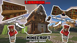 Minecraft  Librarians house with TRADING HALL and ENCHANTING SETUP  Villager house tutorial [upl. by Winshell]