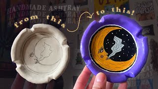 how to make an ashtray with air dry clay 🌙 clay art diy tutorial [upl. by Niwde47]