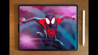 Drawing Miles Morales as Spiderman on Procreate [upl. by Leodora]