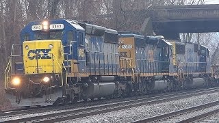 Triple EMDs Pulling CSX Ballast Train [upl. by Jori]