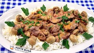 Beef Stroganoff reteta de vita cu ciuperci si smantana la tigaie [upl. by Merl545]