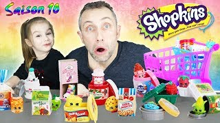 SHOPKINS Saison 10  On achète des produits de supermarché grâce au caddie Shopkins  Season 10 [upl. by Nobie]