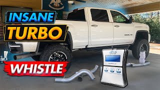 Installing 5quot Exhaust and Tune on GMC Duramax 2500  Insane Turbo Whistle [upl. by Hayidah]