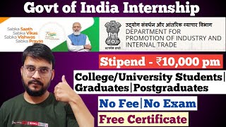 DPIIT Internship 2023  Government of India Internship  Summer Internship 2023  Govt Internship [upl. by Stephanus]