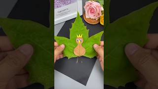 Creating a Cartoon Face Craft Using Leaves  Easy DIY Tutorial diy craft shorts handmade [upl. by Licha654]