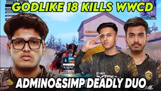 Godlike 18 KILLS wwcd😱 Admino amp simp deadly duo🥵jonathan godlike admino godl bgmi [upl. by Neliac]