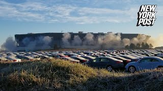 Demolition crew fails to take down the Pontiac Silverdome  New York Post [upl. by Ahsiemaj]