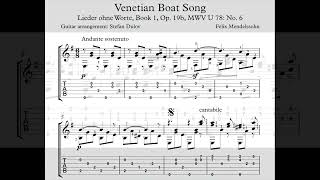 Felix Mendelssohn Venetian Boat Song Op 19 No 6 Arr for Guitar [upl. by Eelir]