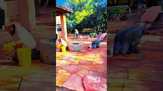 CUSTOM FLAGSTONE WORK landscapingdesign landscape flagstone custommade [upl. by Salbu]